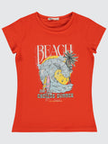 25409 MyCozyKids Girls Beach Print 10-13 Years T-Shirt