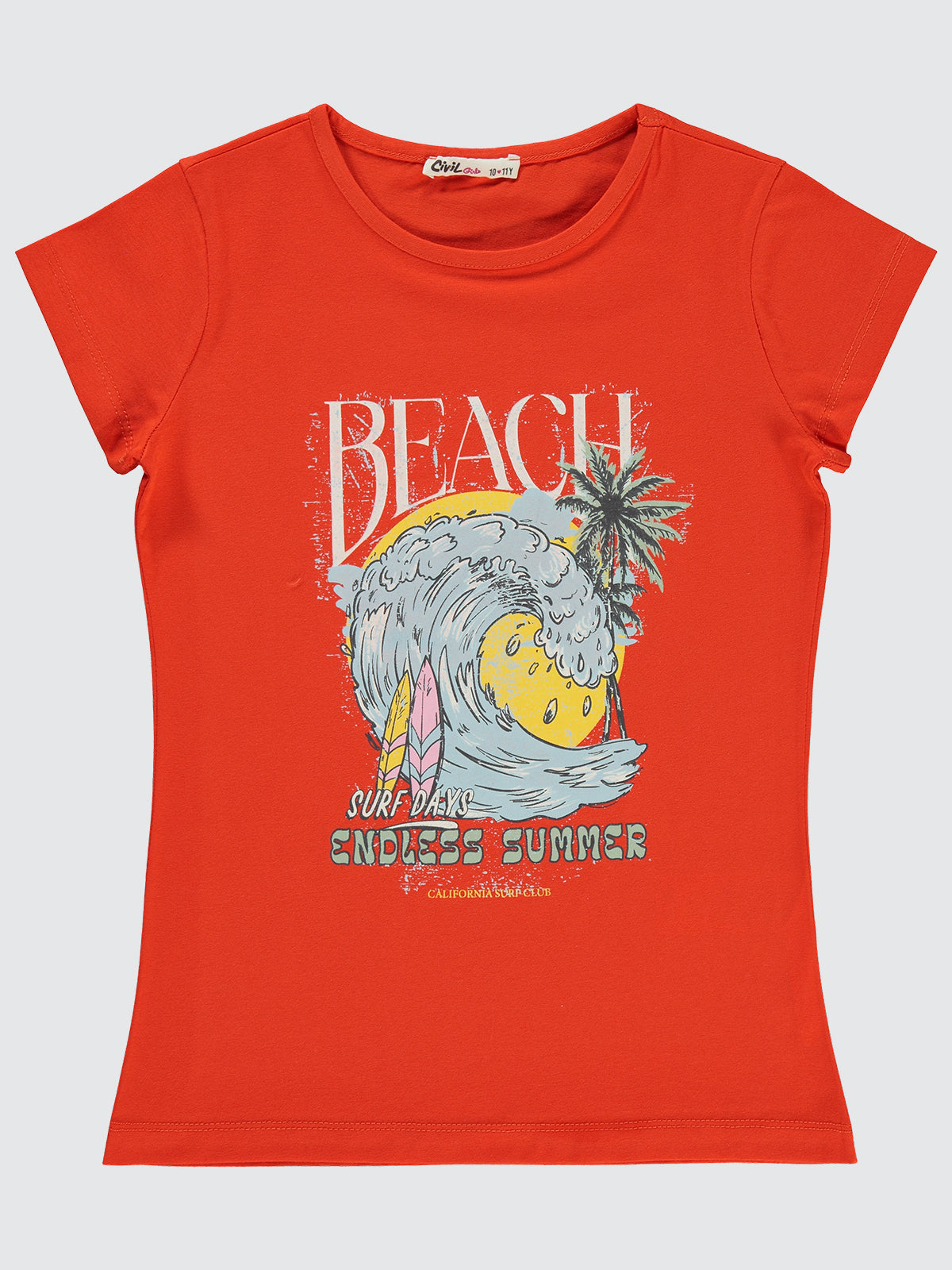 25409 MyCozyKids Girls Beach Print 10-13 Years T-Shirt