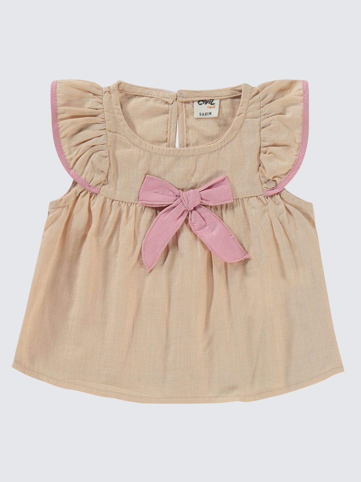 4383 MyCozyKids Baby Ruffle Sleeve Bow 6-18 Months Set