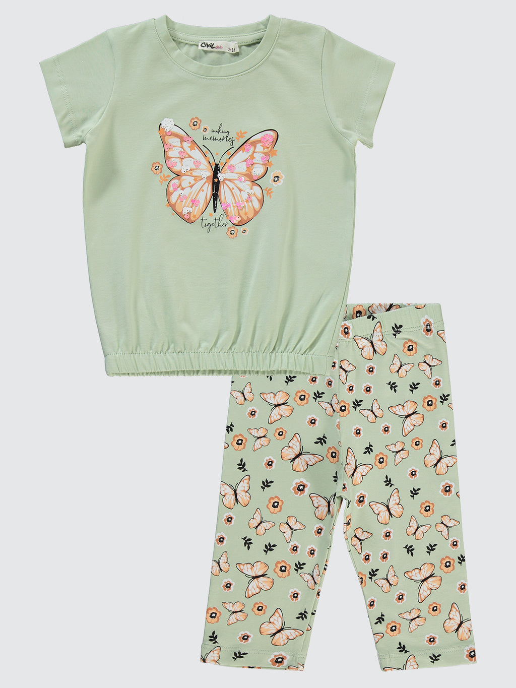 8276 MyCozyKids Girls Sequin Butterfly 2-5 Years Set
