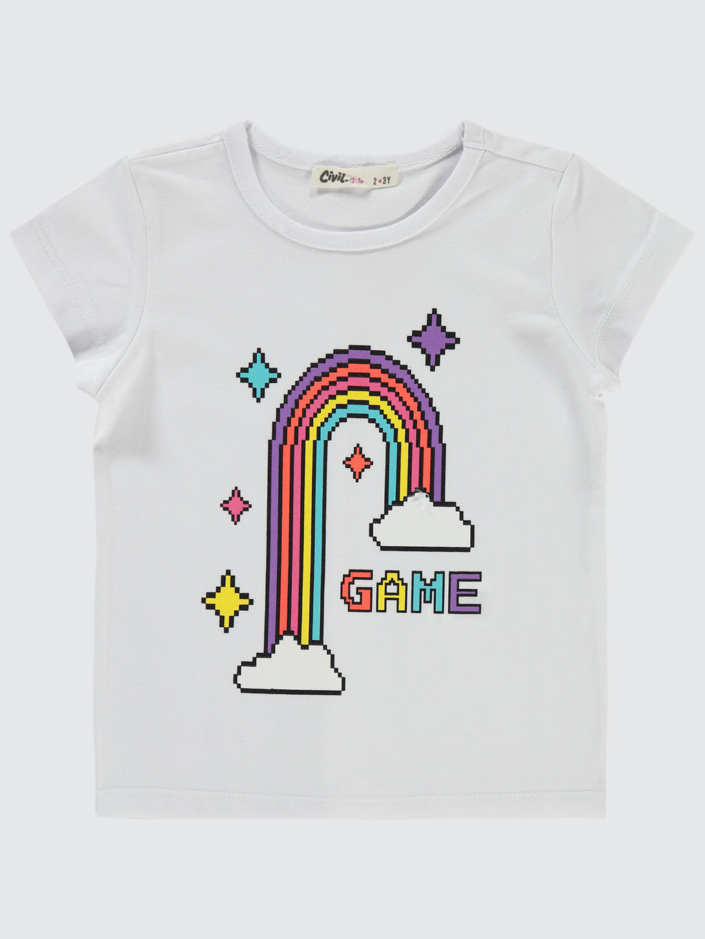 25222 MyCozyKids Girls Game Pixel Print 2-5 Years T-Shirt