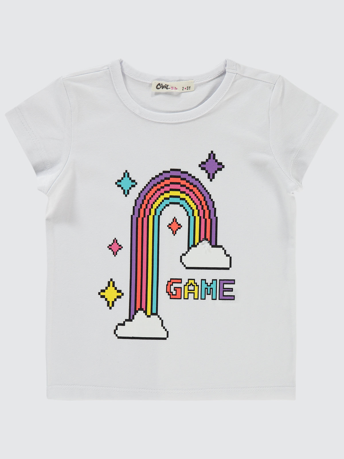 25222 MyCozyKids Girls Game Pixel Print 2-5 Years T-Shirt