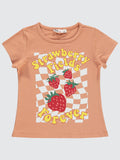G344 MyCozyKids Girls Çilek Print 2-5 Years T-Shirt