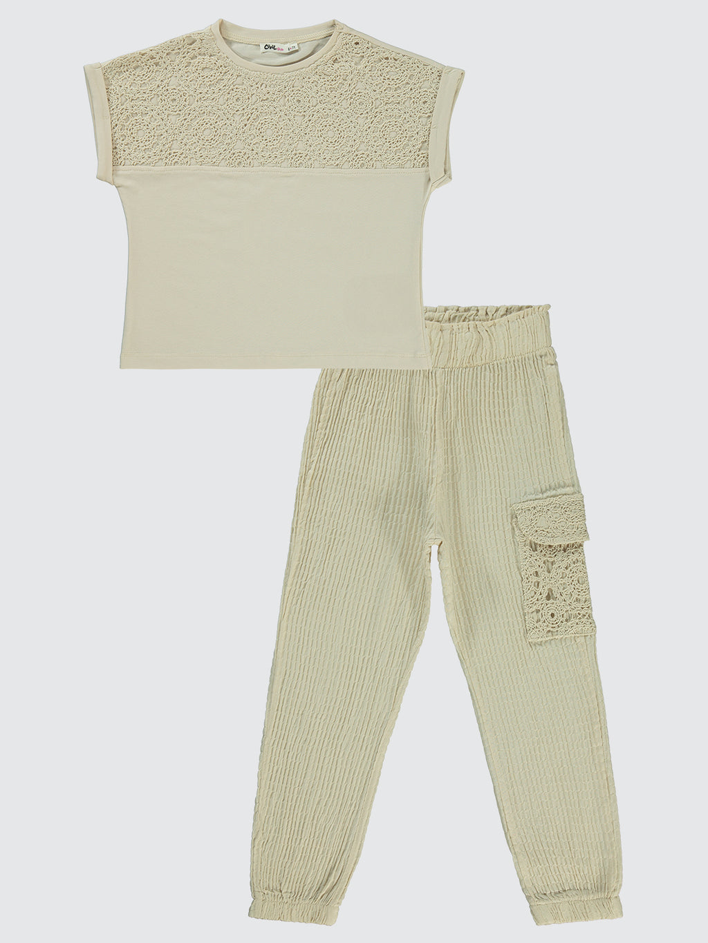 12156 MyCozyKids Girls Lace Jogger 6-9 Years Set