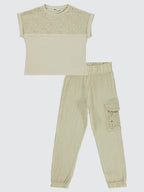 12156 MyCozyKids Girls Lace Jogger 6-9 Years Set