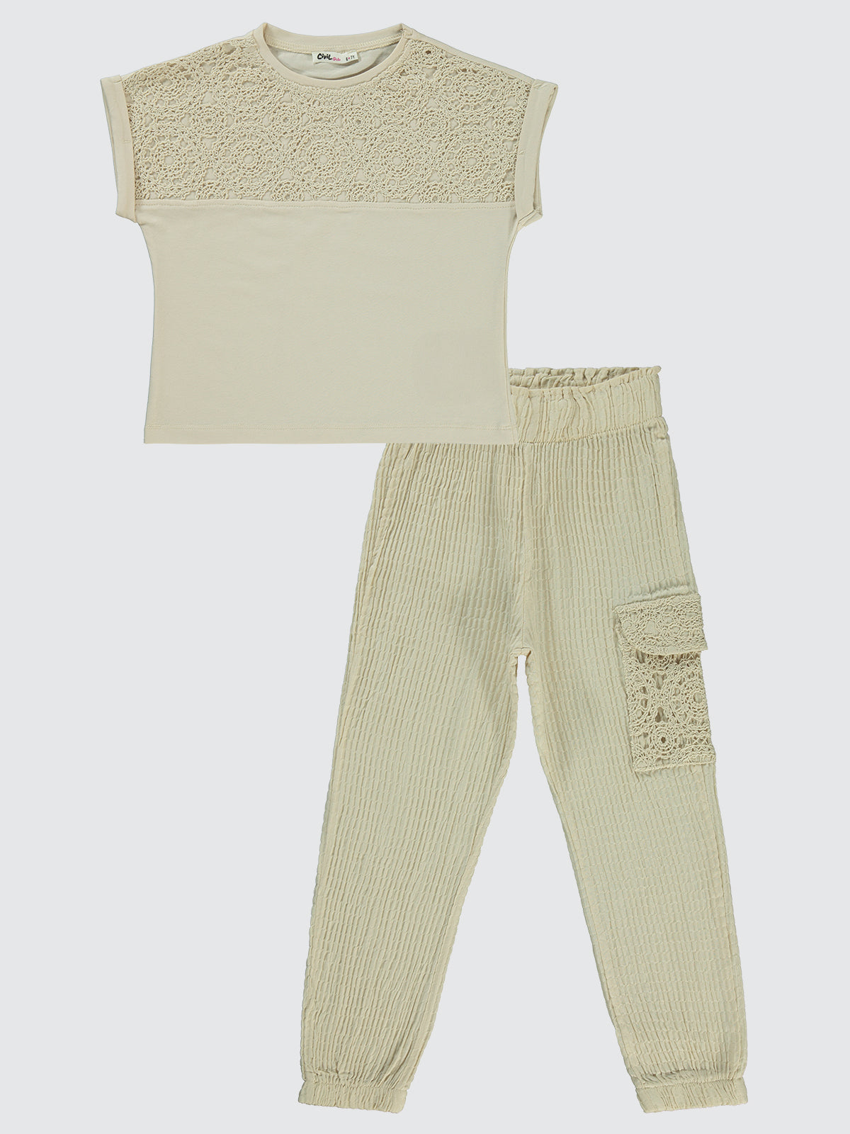 12156 MyCozyKids Girls Lace Jogger 6-9 Years Set