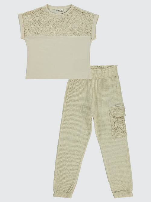 12156 MyCozyKids Girls Lace Jogger 6-9 Years Set