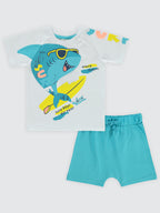 H864 MyCozyKids Baby Surf Shark Print 6-18 Months Set