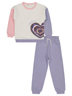 8976 MyCozyKids Girls Kalp Print 6-9 Years Tracksuit Set