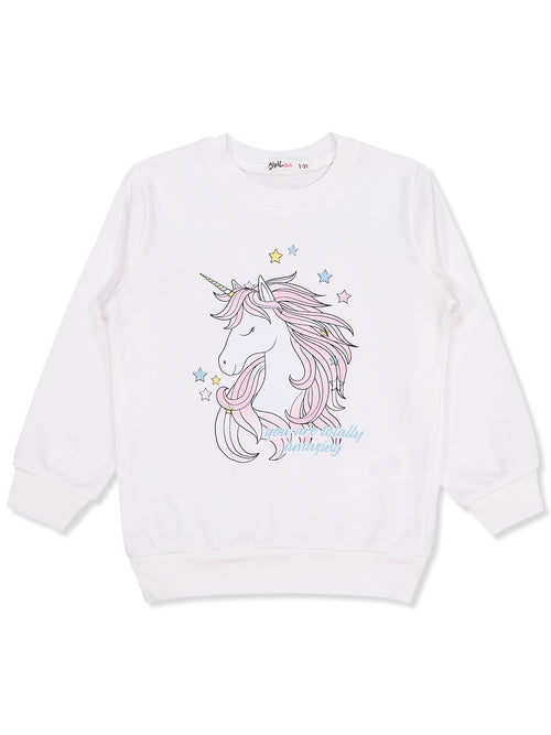 20252102 MyCozyKids Girls Unicorn Print 2-5 Years Sweatshirt