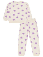 J489-2 MyCozyKids Girls Kalp Print 6-9 Years Tracksuit Set