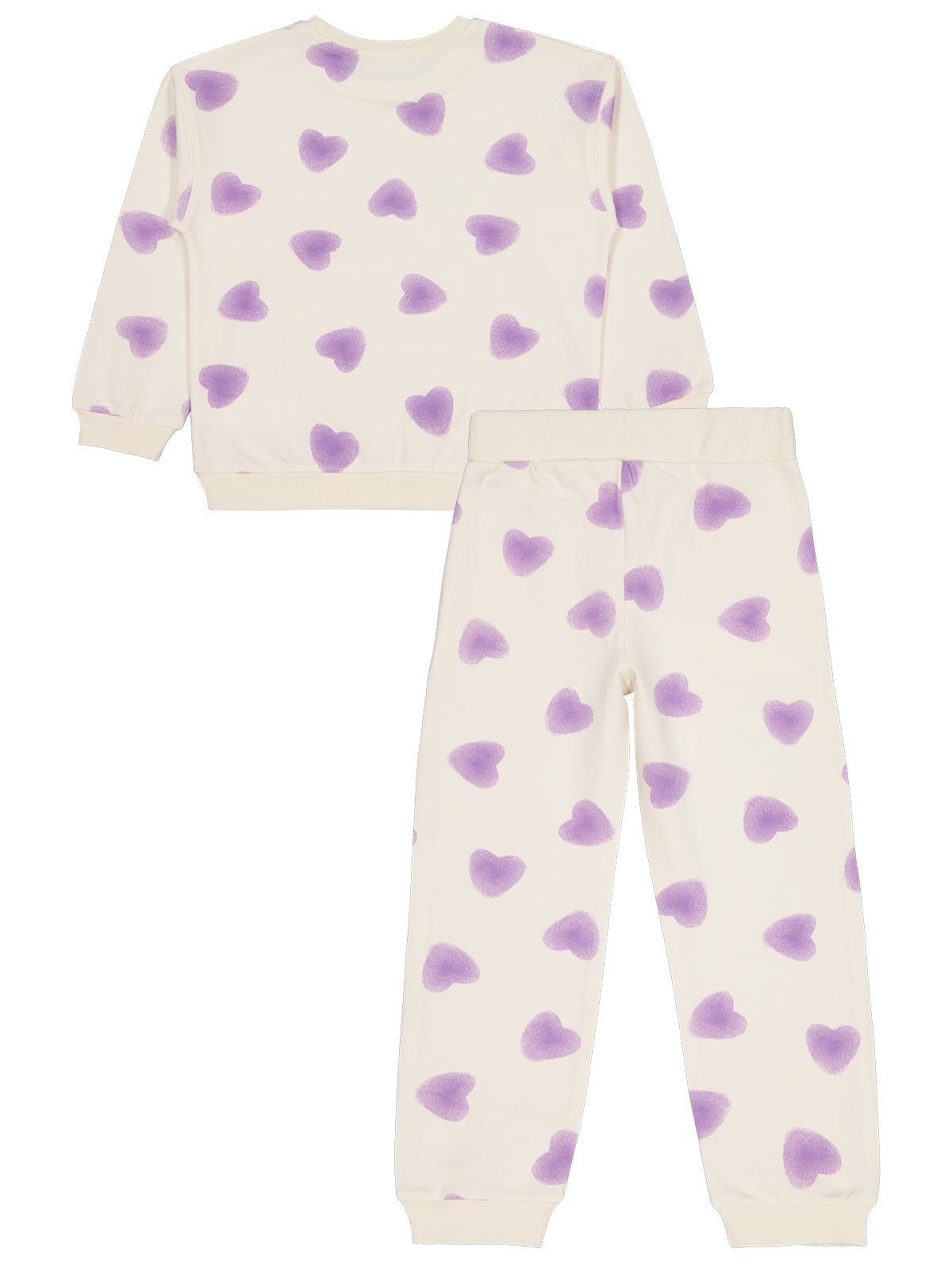 J489-2 MyCozyKids Girls Kalp Print 6-9 Years Tracksuit Set