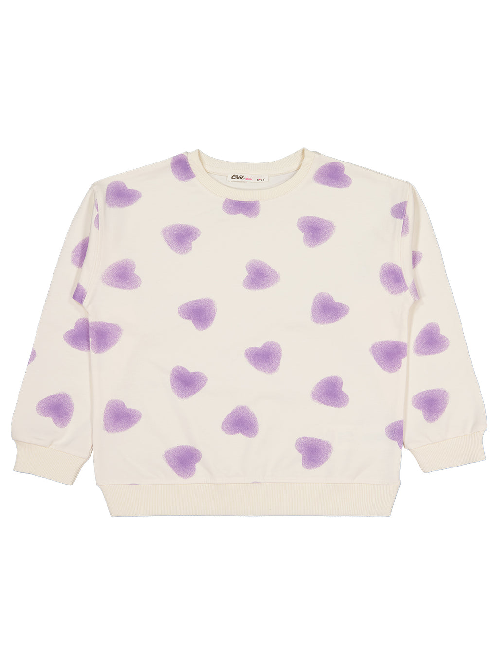 J489-2 MyCozyKids Girls Kalp Print 6-9 Years Tracksuit Set