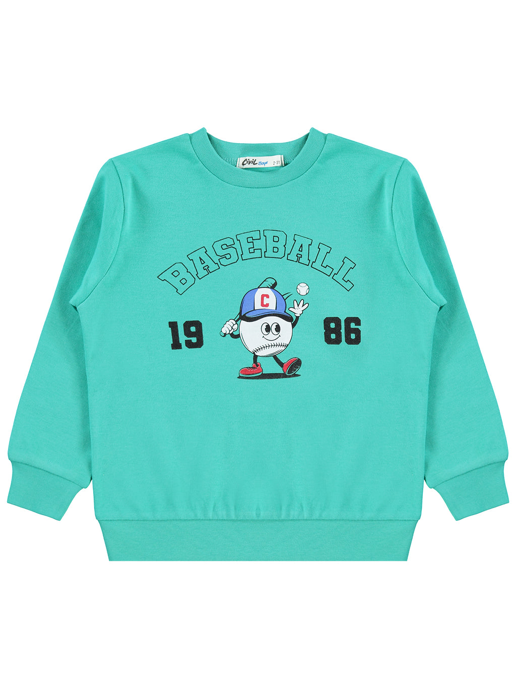 2025176 MyCozyKids Boys Baseball Print 2-5 Years Sweatshirt