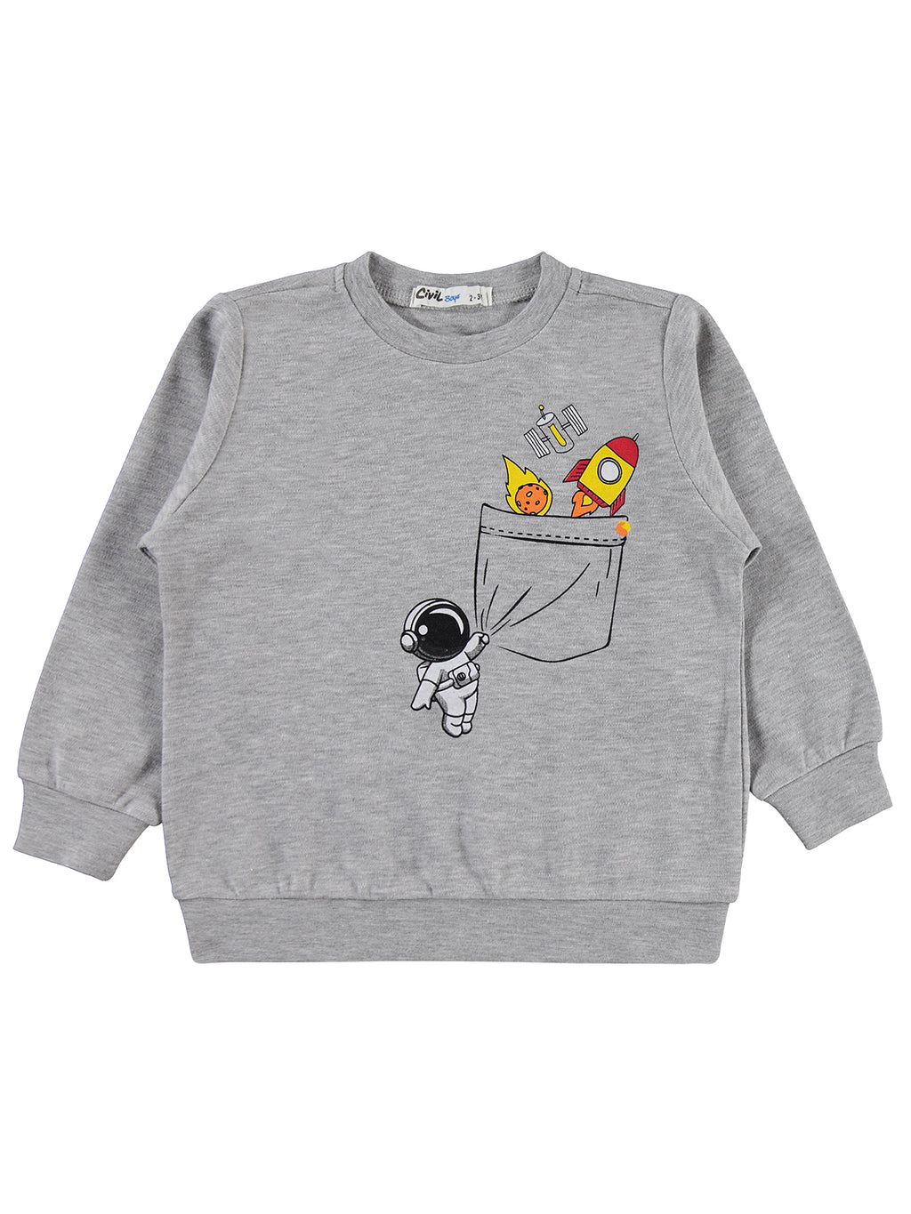 2025172 MyCozyKids Boys Astronaut Print 2-5 Years Sweatshirt