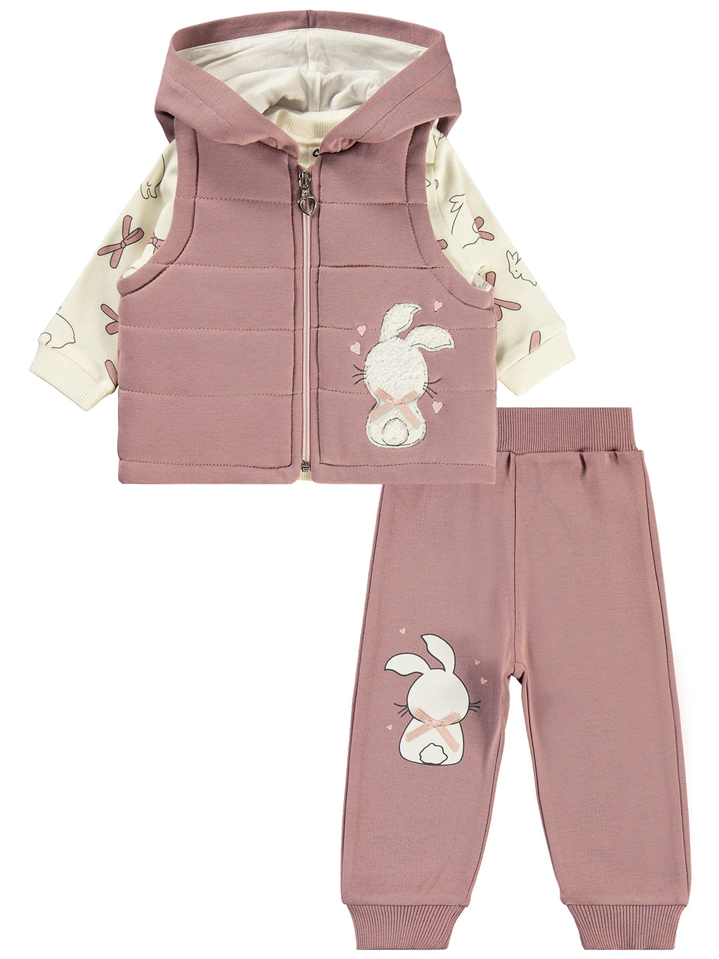 9379 MyCozyKids Baby Tavşan Print 3'lü 6-18 Months Set