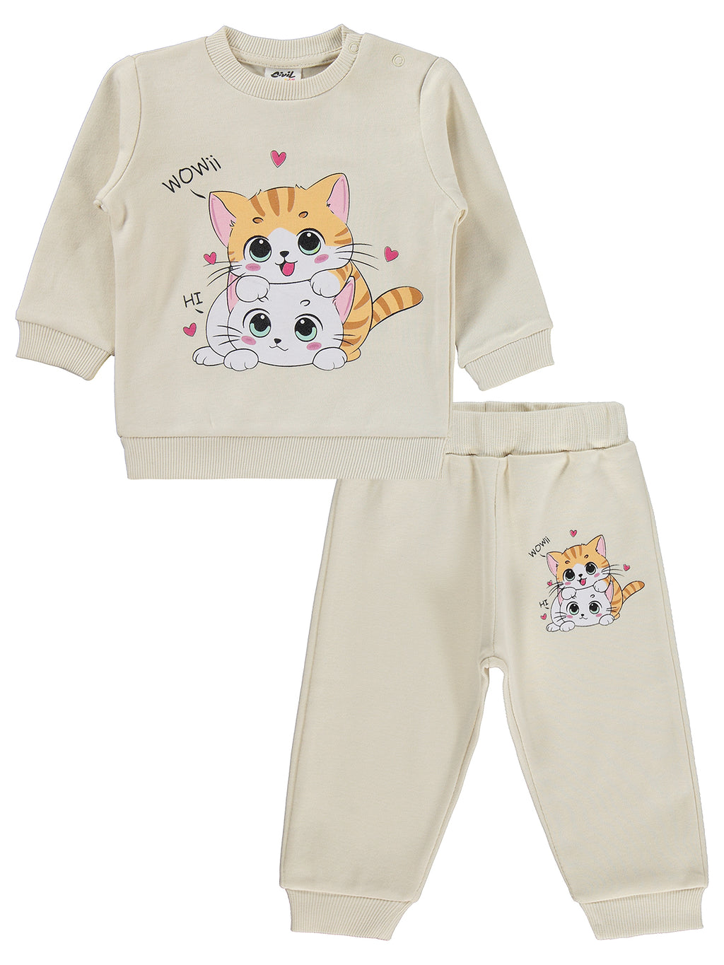 1426 MyCozyKids Baby Cat Print 6-18 Months Set