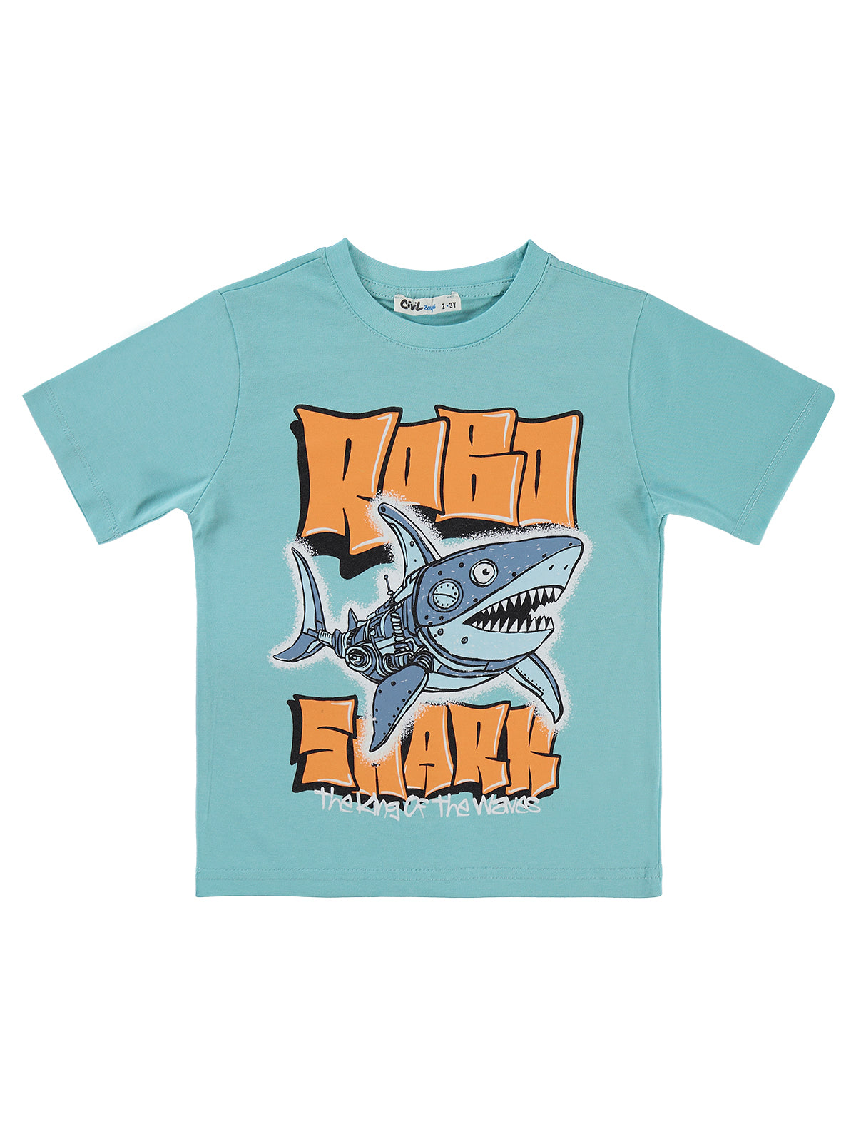 E26Y099 MyCozyKids Boys ROBO SHARK Basklı 2-5 Years T-Shirt