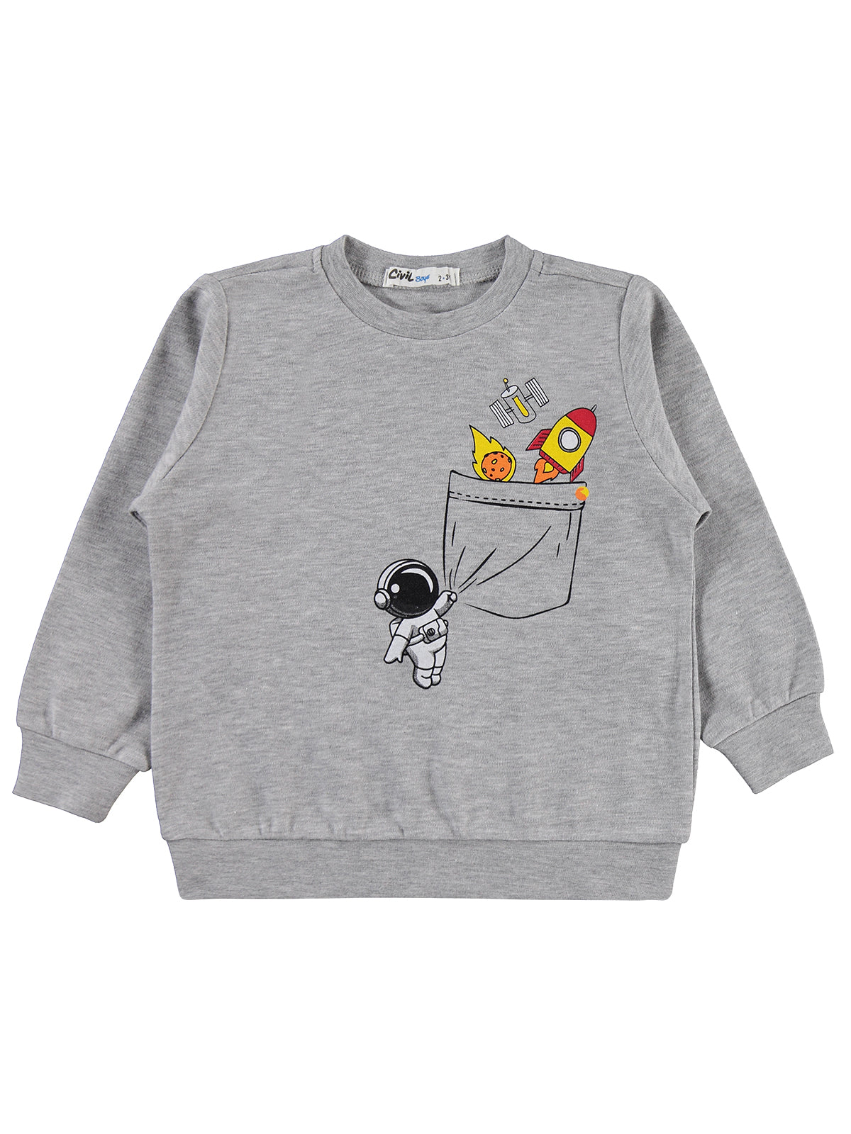 2025172 MyCozyKids Boys Astronaut Print 2-5 Years Sweatshirt