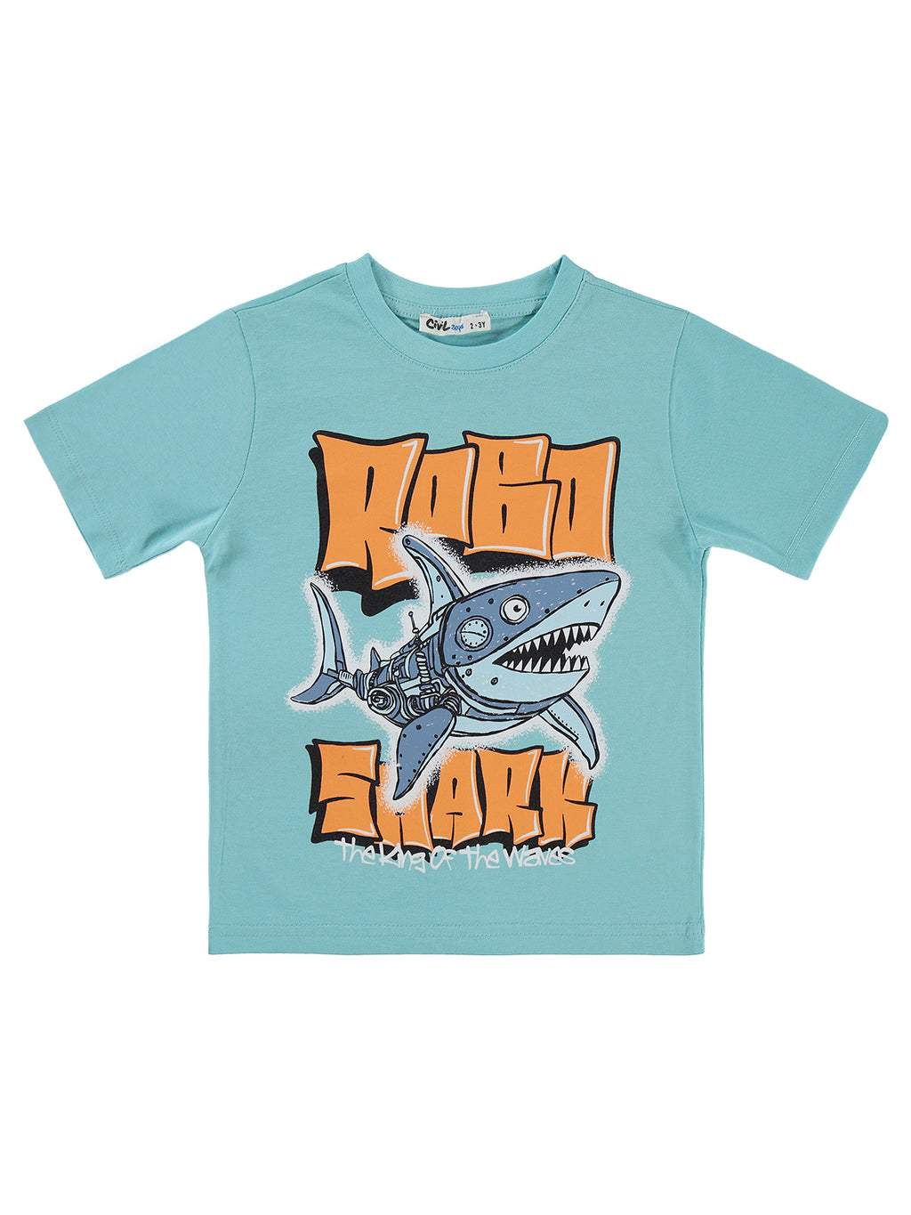 E26Y099 MyCozyKids Boys ROBO SHARK Basklı 2-5 Years T-Shirt