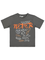 E26Y090 MyCozyKids Boys NEVER Basklı 2-5 Years T-Shirt