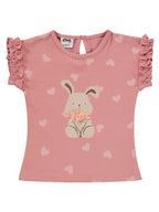 B26Y489 MyCozyKids Baby Kalp Empirme Tavşan Print Shortslu 6-18 Months Set