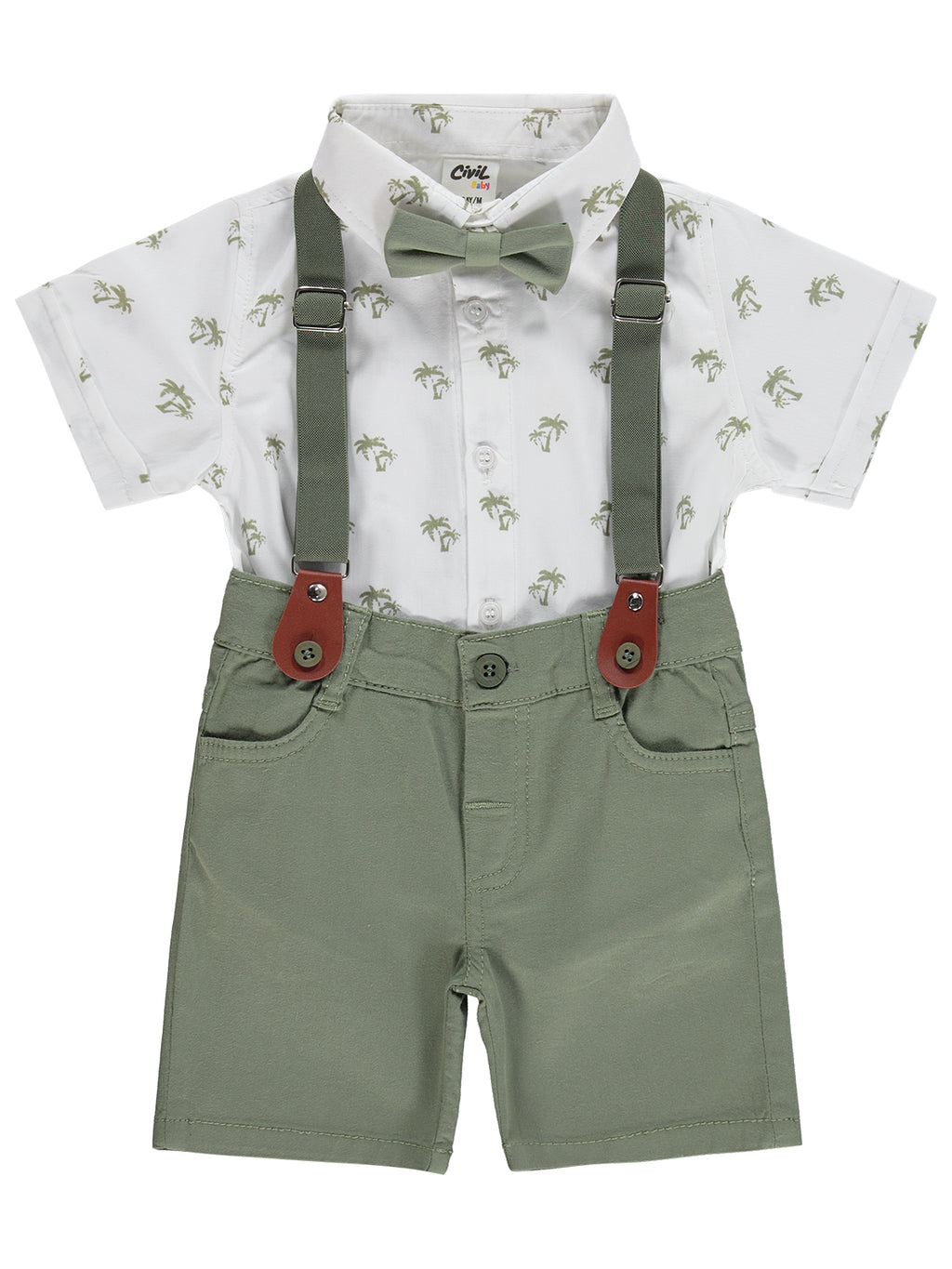 B26Y165 MyCozyKids Baby Papyonlu Askılı 6-18 Months Set