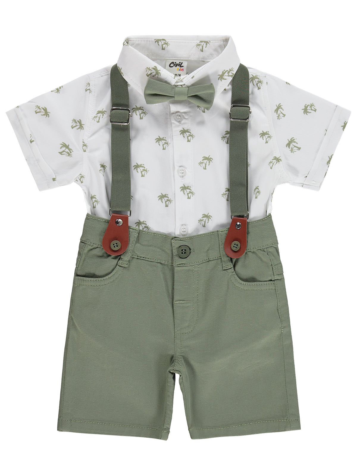 B26Y165 MyCozyKids Baby Papyonlu Askılı 6-18 Months Set