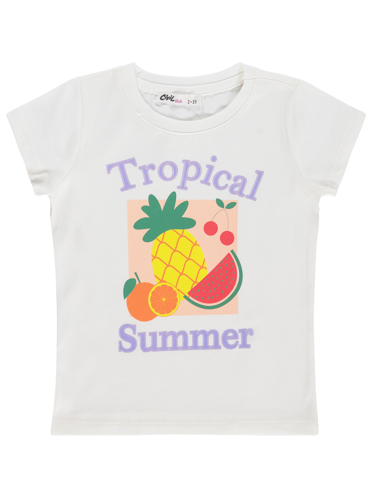 K26Y474 MyCozyKids Girls Tropical Print 2-5 Years T-Shirt Km