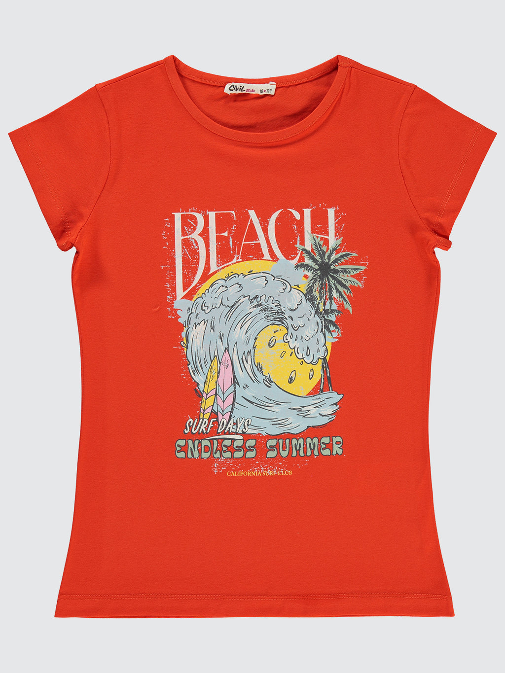25409 MyCozyKids Girls Beach Print 10-13 Years T-Shirt
