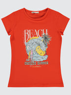 25409 MyCozyKids Girls Beach Print 10-13 Years T-Shirt