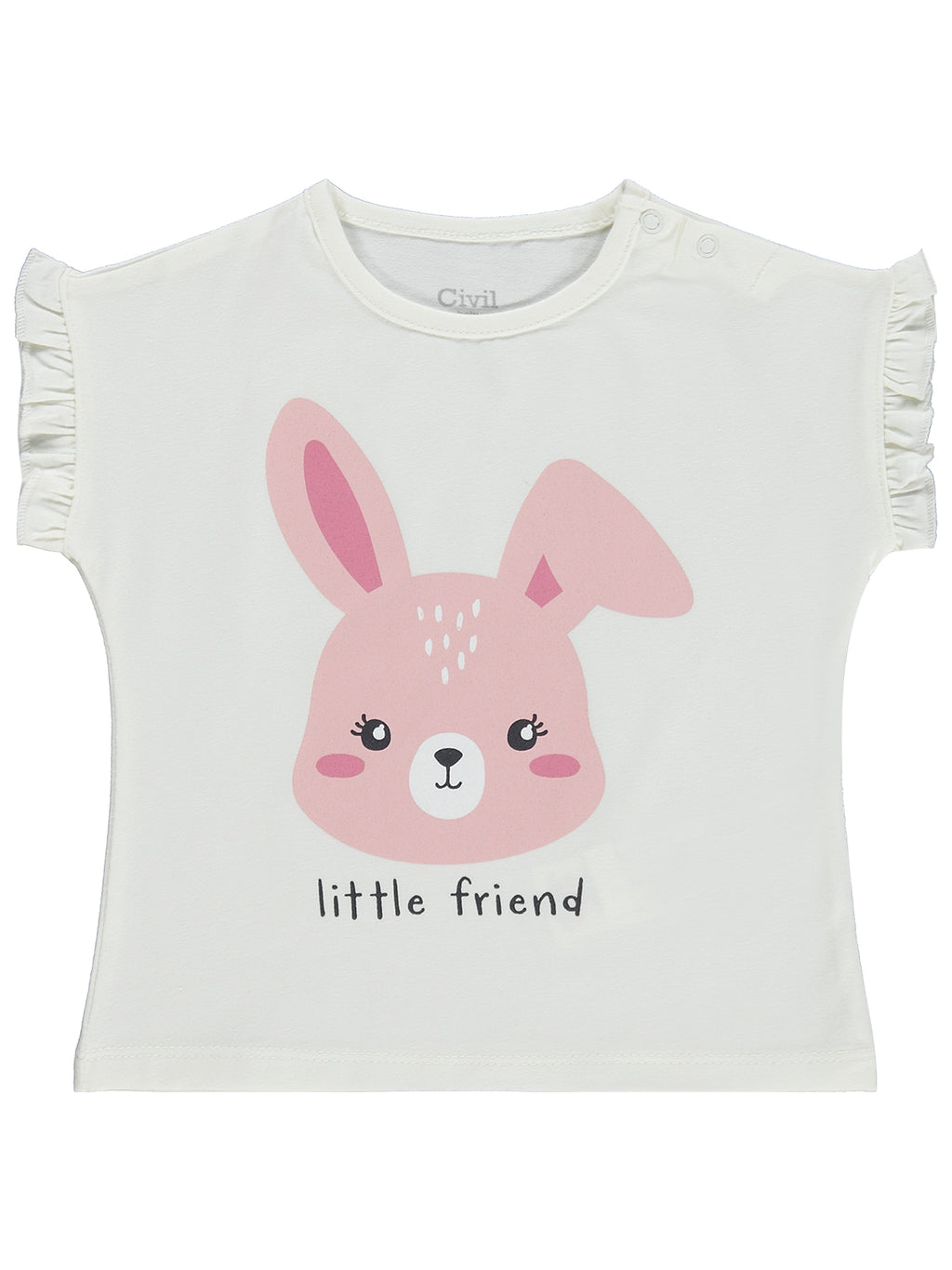 B26Y558 MyCozyKids Baby Little Friend Print Fırfır Detaylı 6-18 Months T-Shirt Km
