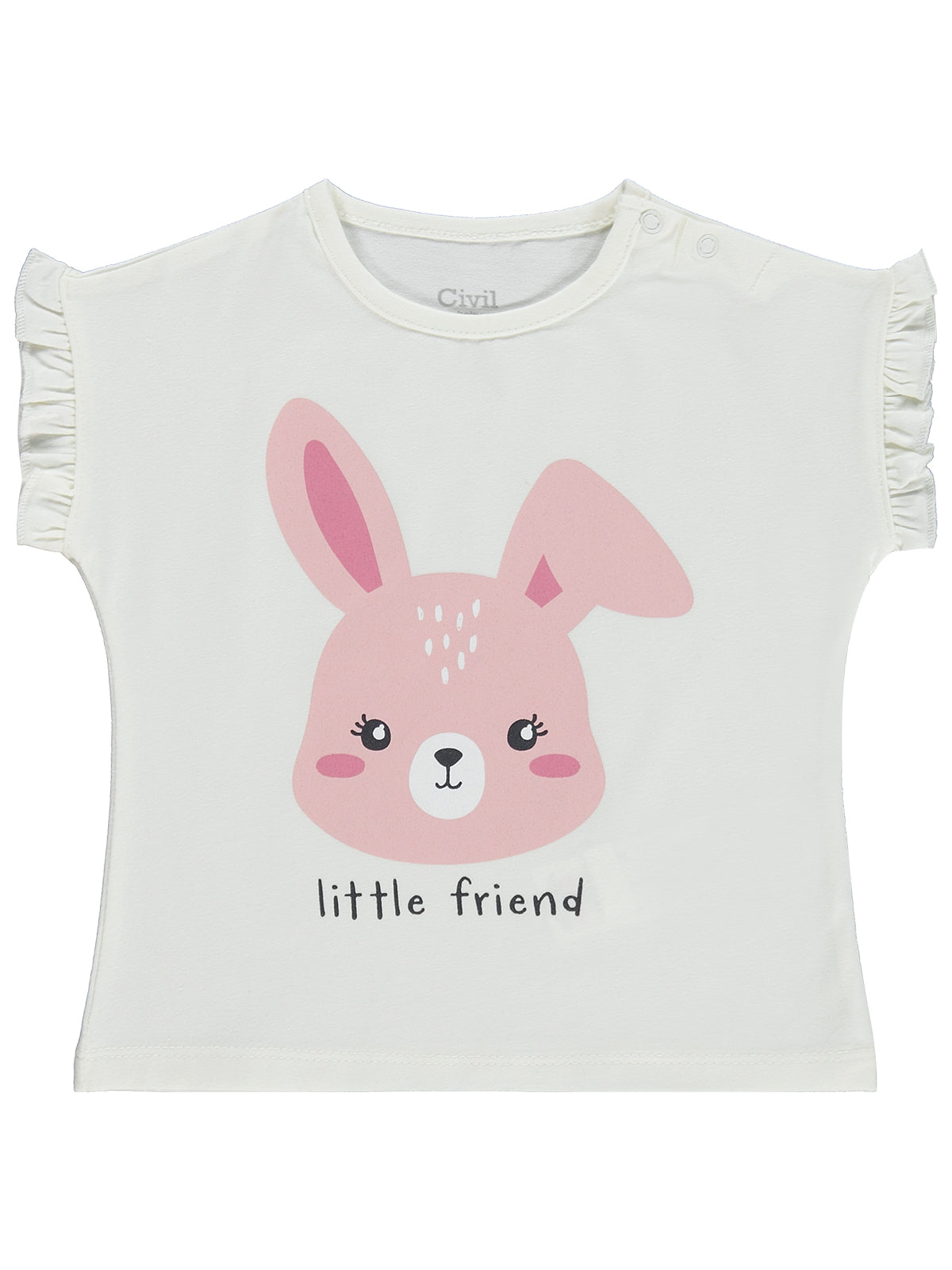 B26Y558 MyCozyKids Baby Little Friend Print Fırfır Detaylı 6-18 Months T-Shirt Km