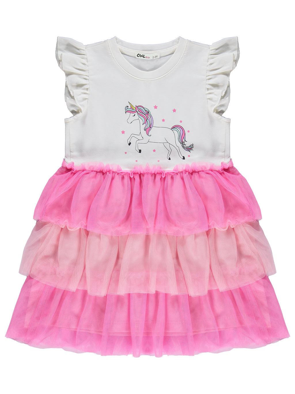 K26Y580-1 MyCozyKids Girls Unicorn Print 2-5 Years Dress