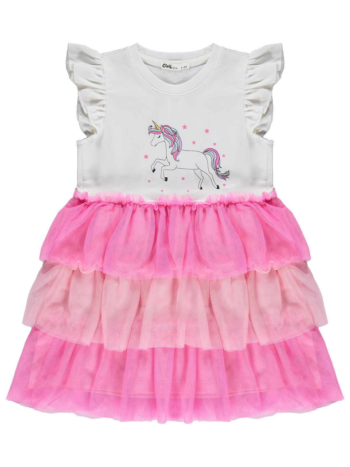 K26Y580-1 MyCozyKids Girls Unicorn Print 2-5 Years Dress