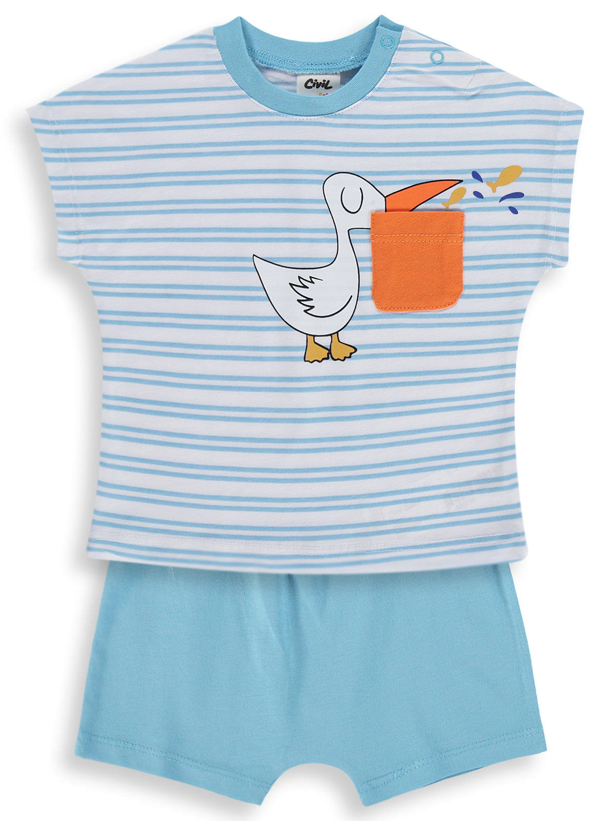 B26Y062 MyCozyKids Baby Striped Leylek Print 6-18 Months Set